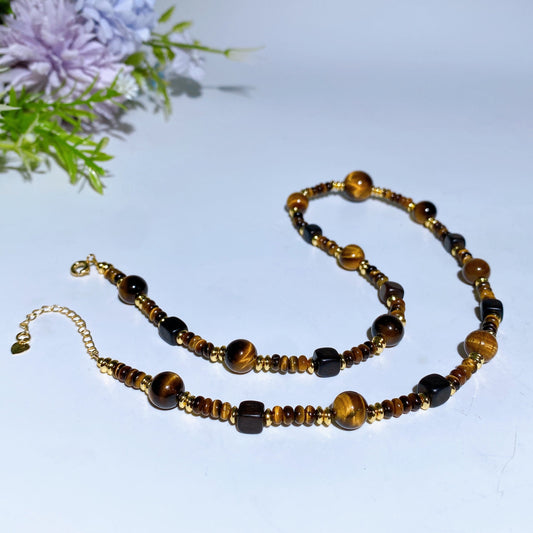Dalakan Agarwood with Tiger's Eye Beads Necklace Crystal healing Bulk Wholesale