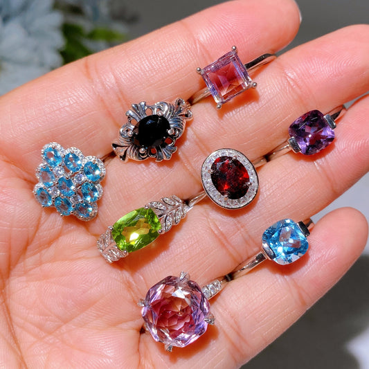 S925 Crystal Ring Crystal Healing Bulk Wholesale