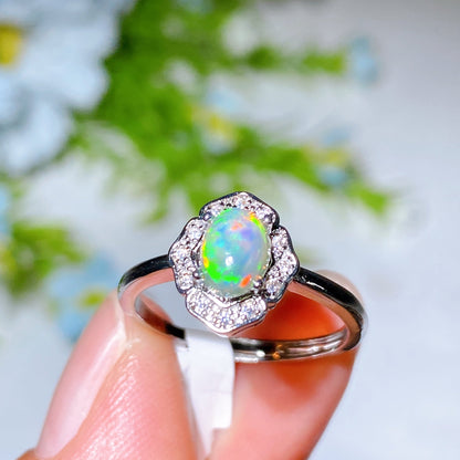 Silver-plated Copper Natural Opal Ring Crystal Healing Bulk Wholesale