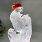 Unique Clear Quartz with Carnelian Rooster Carving with Wooden Stand Crystal Healing Bulk Wholesale