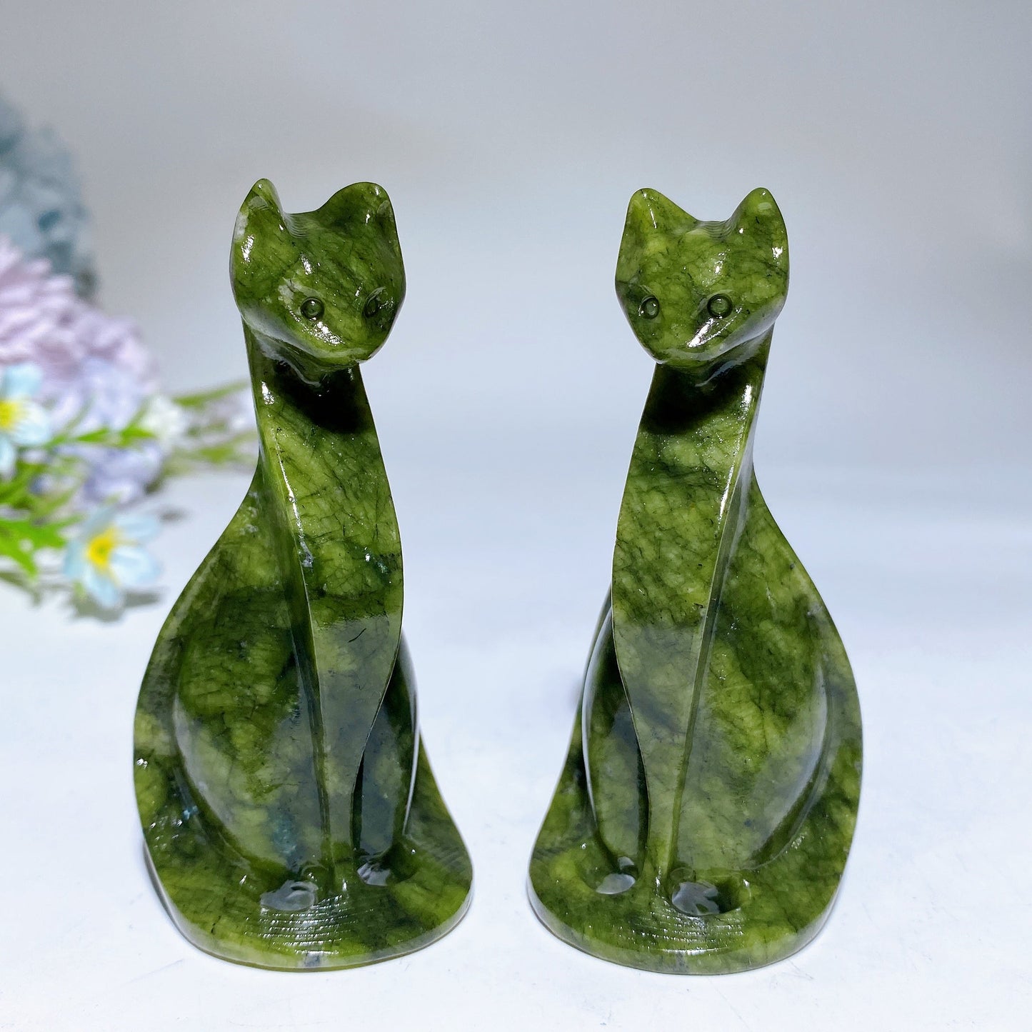 3.1" Serpentine Cat Carving Crystal Healing Bulk Wholesale