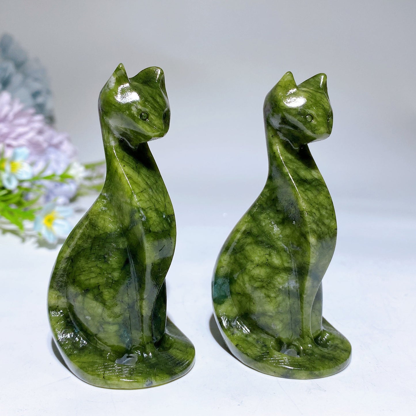 3.1" Serpentine Cat Carving Crystal Healing Bulk Wholesale