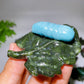 2.7" Crystal Silkworm on Serpentine Leaf Carving Crystal Healing Bulk Wholesale