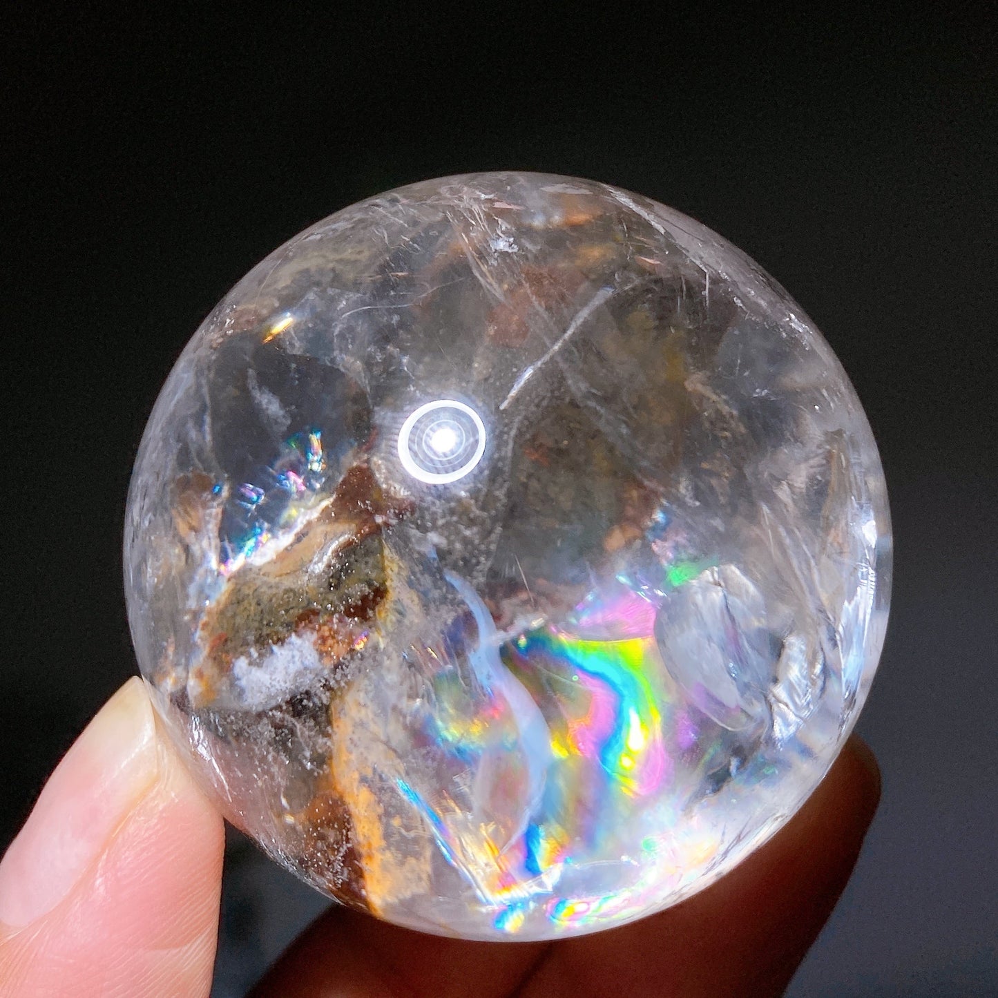 50mm Unique Strong Rainbow with Inclusion Quartz Sphere Crystal Healing Bulk Wholesale