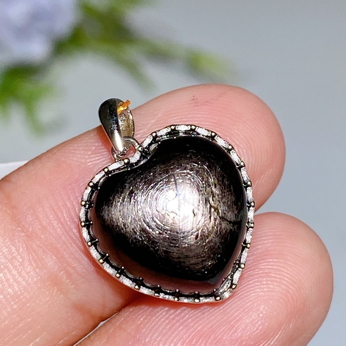 15mm Sterling Silver Hypersthene Heart Pendant Crystal Healing Bulk Wholesale