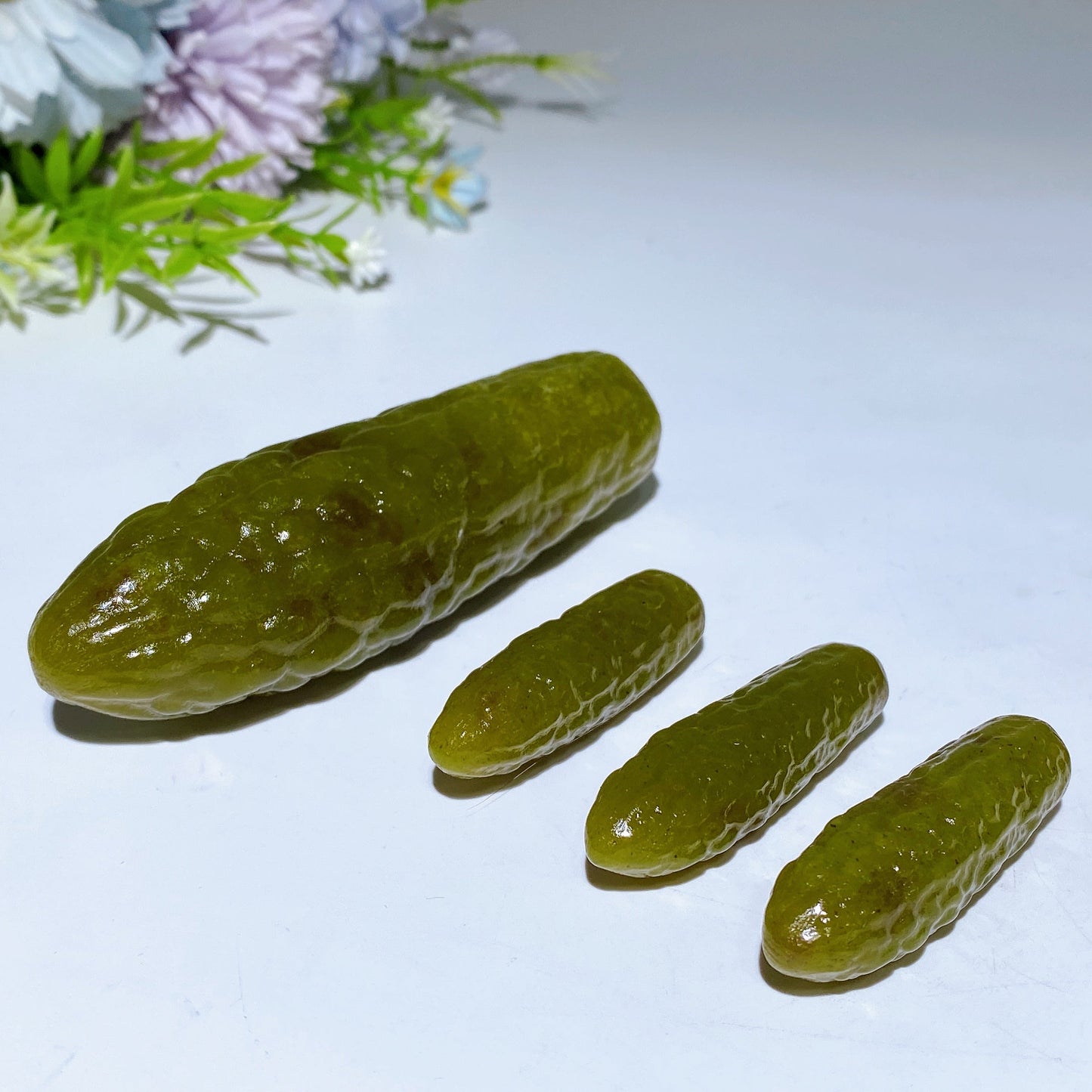 2.0"-4.0" Jade Cucumber Pickles Vegetable Carving Crystal Healing Bulk Wholesale
