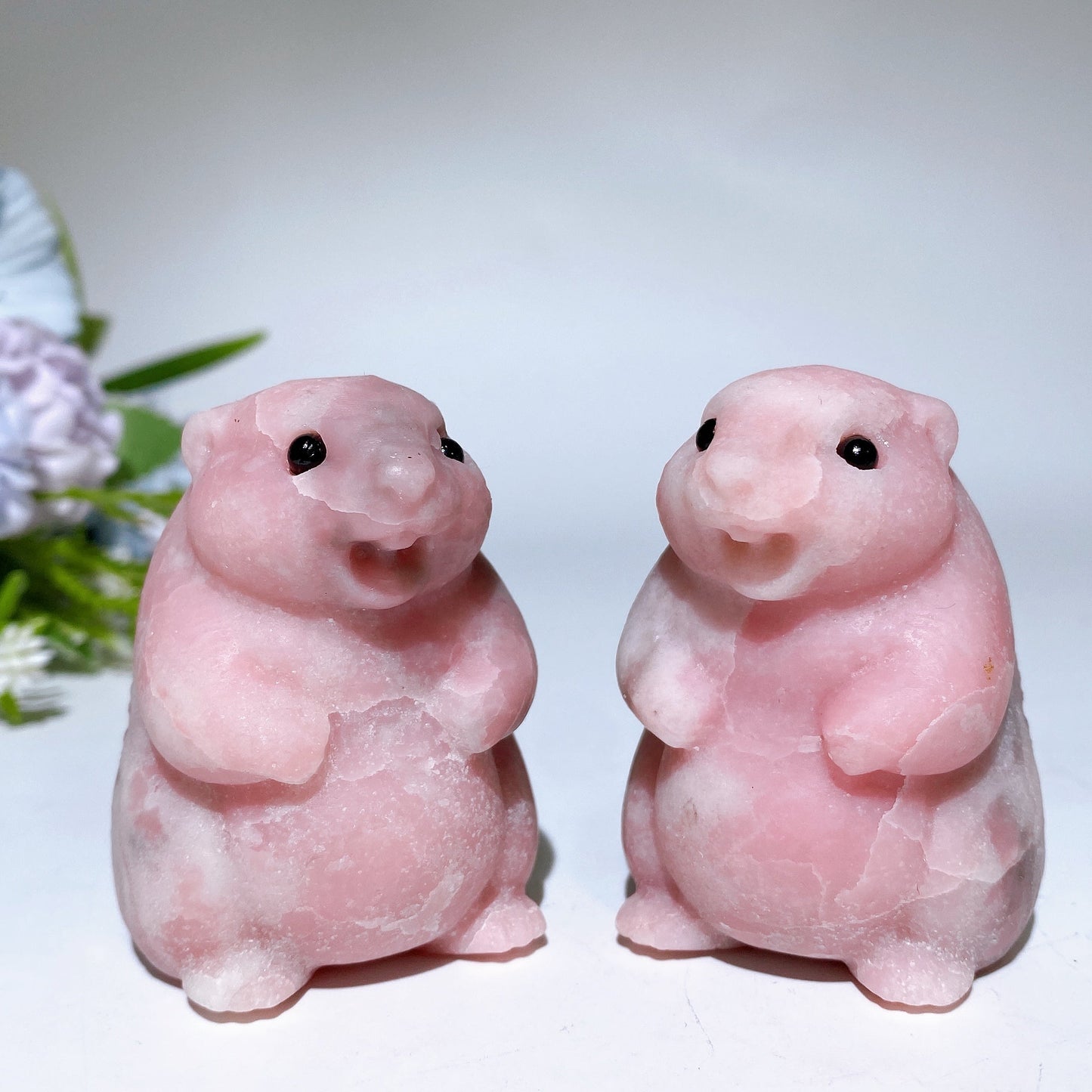 2.3" Pink Opal Marmot Carving Crystal Healing Bulk Wholesale