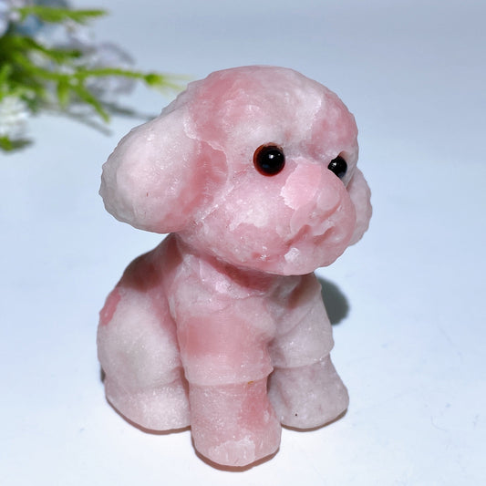 2.2" Pink Opal teddy Dog Carving Crystal Healing Bulk Wholesale