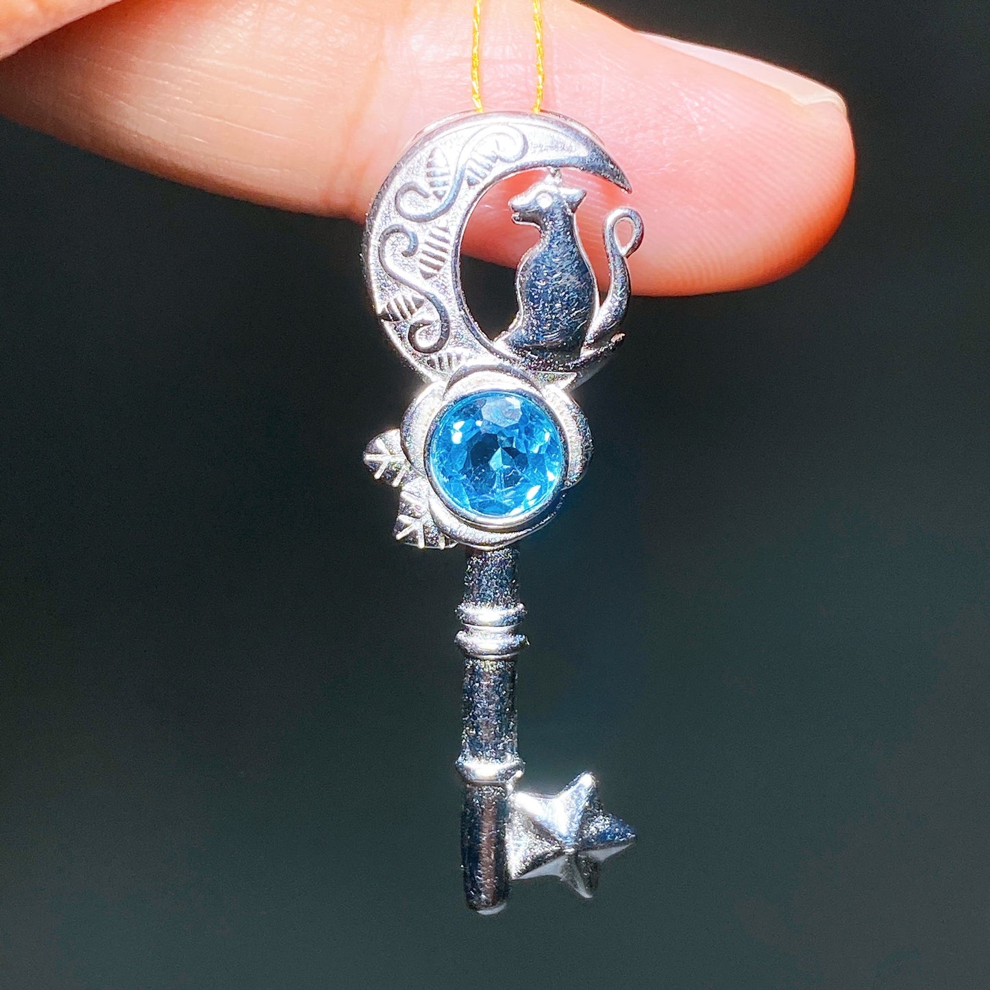 925 Silver Moon & Fox Amethyst Blue Topaz Pendant Crystal Healing Bulk Wholesale