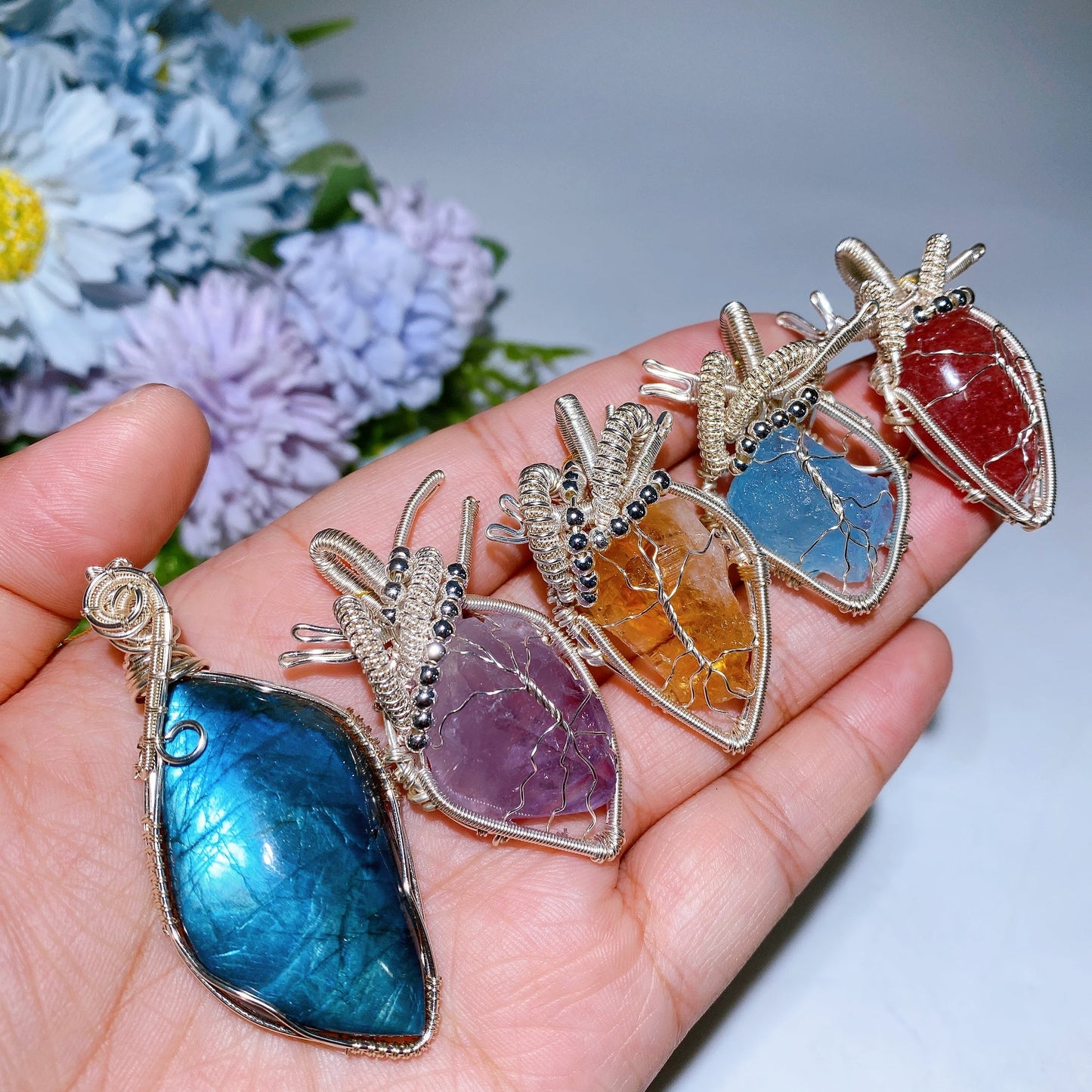 Cooper Wrapping Crystal Pendant Crystal Healing Bulk Wholesale