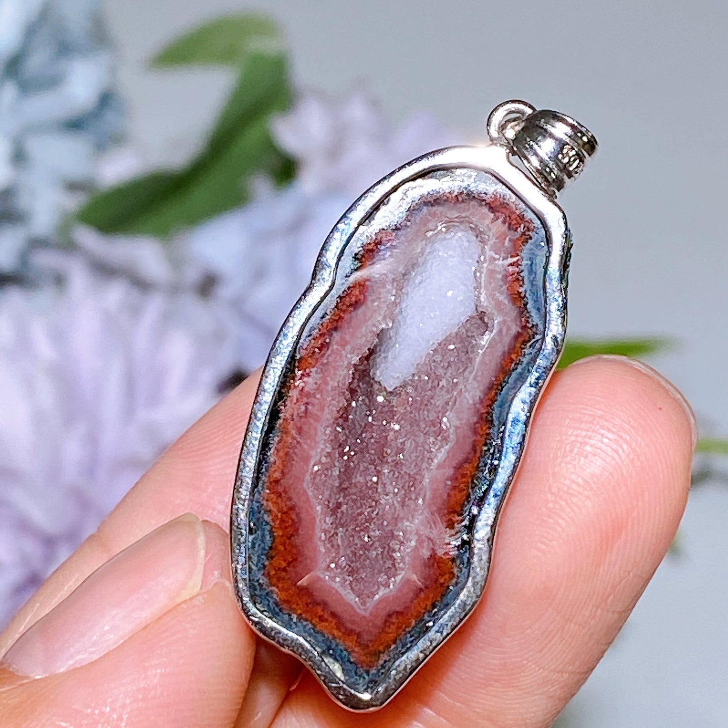 35mm Sterling Silver Natural Geode Pendant Crystal Healing Bulk Wholesale