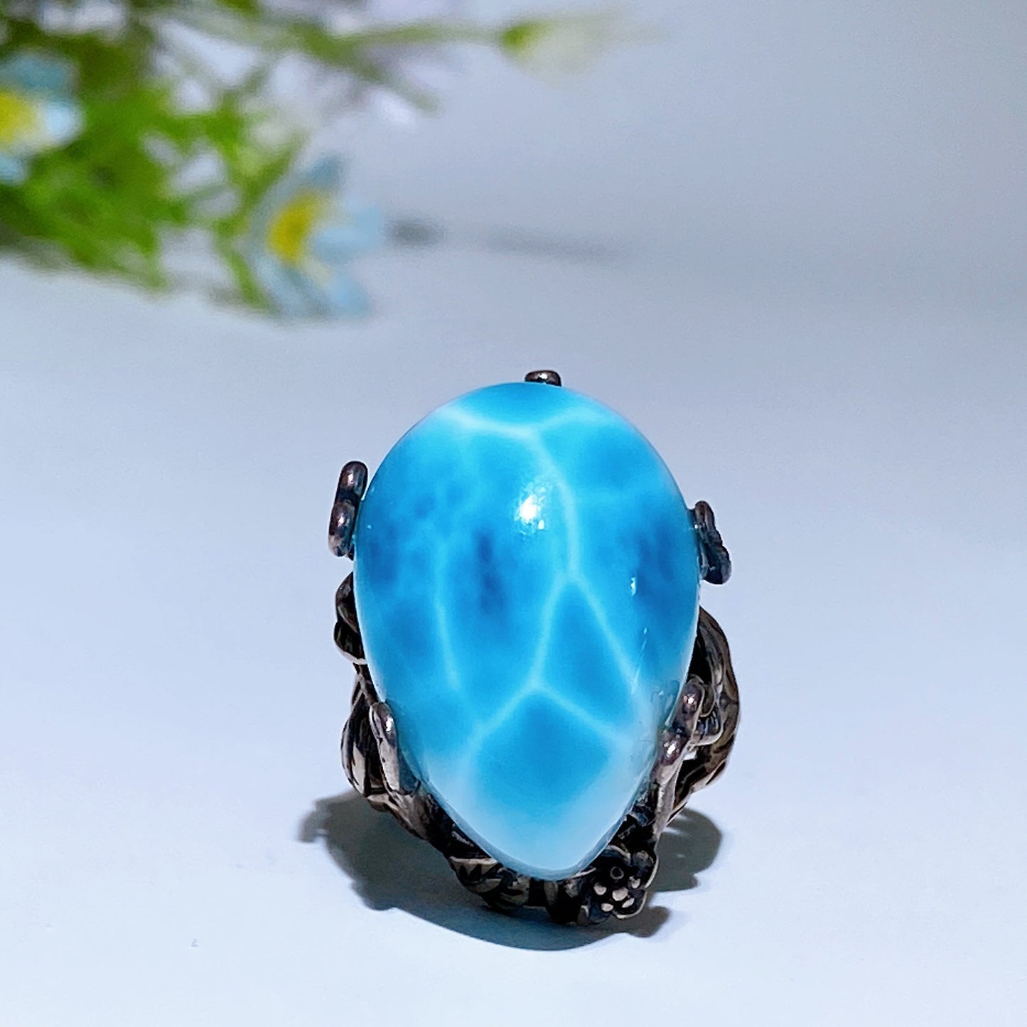 Sterling Silver Larimar Ring Crystal Healing Bulk Wholesale
