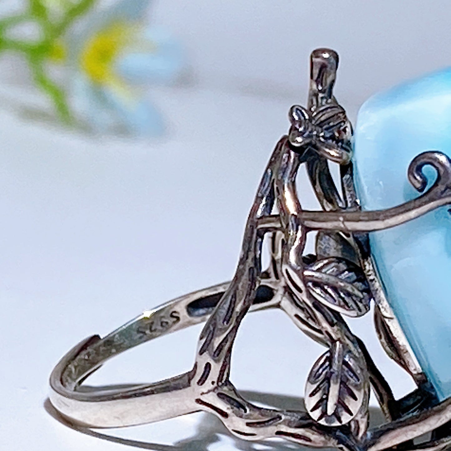 Sterling Silver Larimar Ring Crystal Healing Bulk Wholesale
