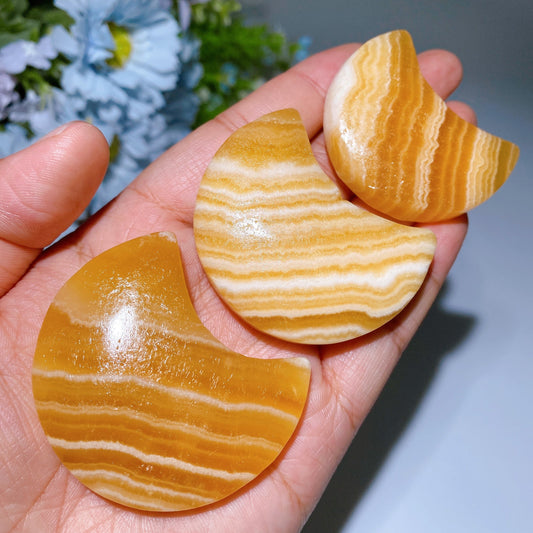 1.8"-2.0" Orange Calcite Moon Star Heart Carving Crystal Healing Bulk Wholesale