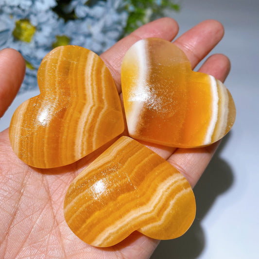 1.8"-2.0" Orange Calcite Moon Star Heart Carving Crystal Healing Bulk Wholesale