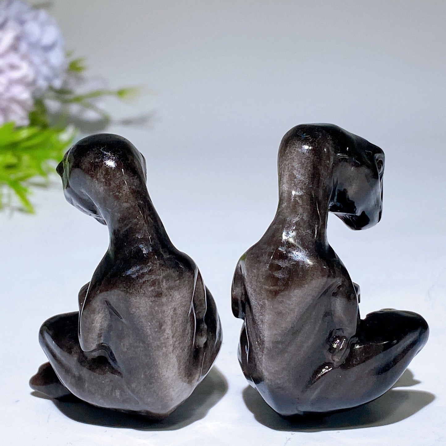 2.2" Silver Obsidian Baby Dinosaur Carving Crystal Healing Bulk Wholesale