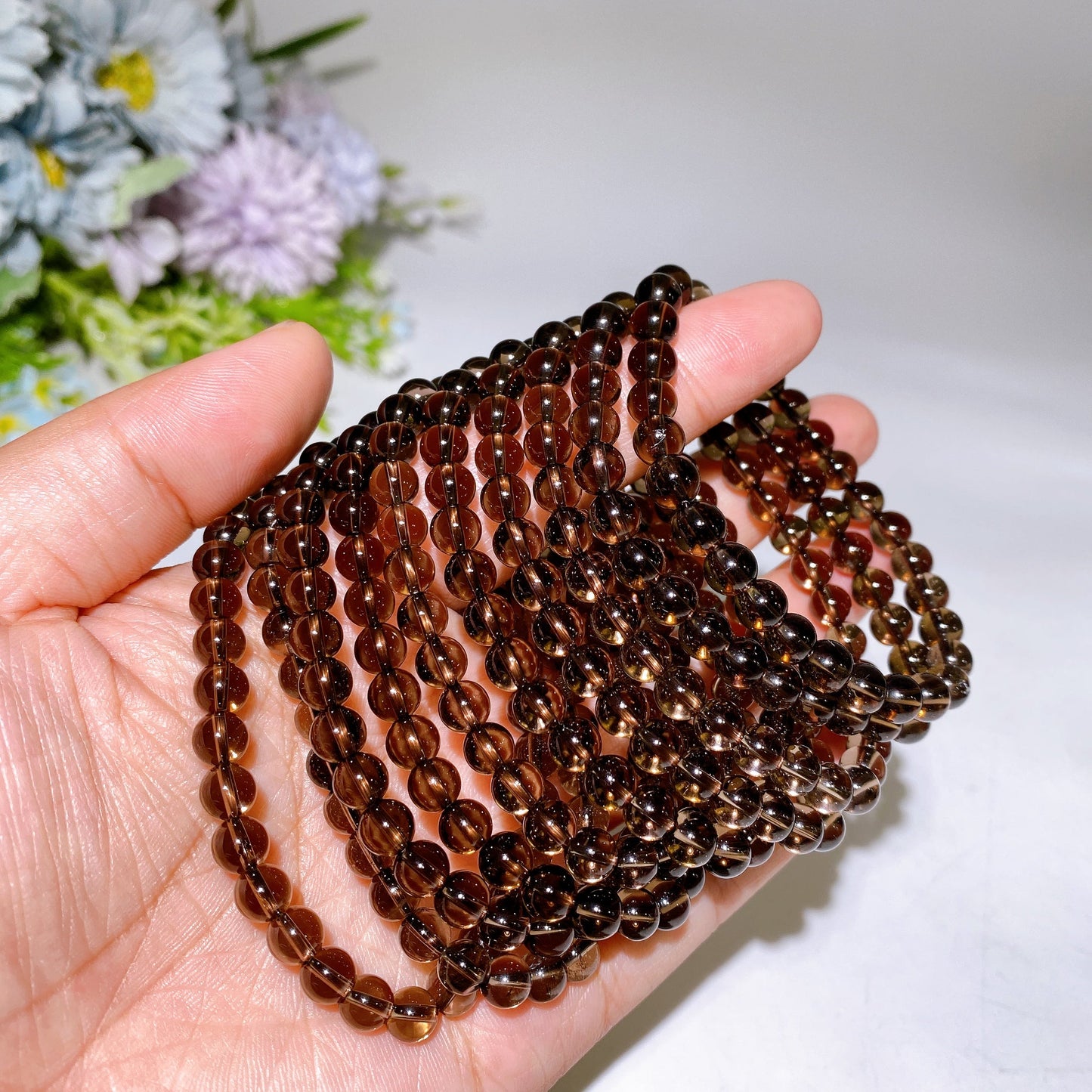 6.3-6.5mm Smoky Quartz Bracelet Crystal Healing Bulk Wholesale