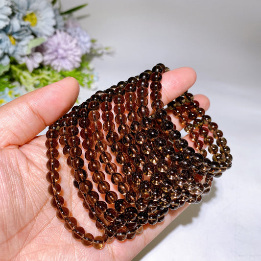 6.3-6.5mm Smoky Quartz Bracelet Crystal Healing Bulk Wholesale
