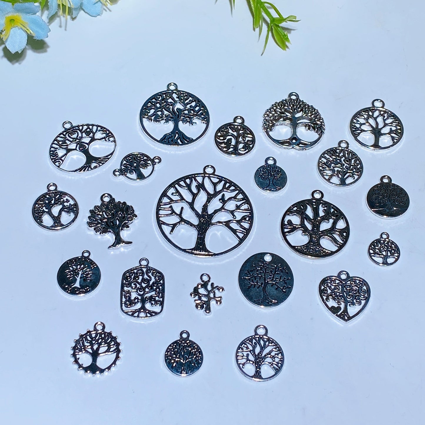 Silver Metal Life Tree Charms for DIY Crystal Healing Bulk Wholesale