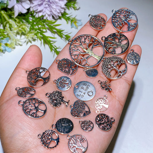 Silver Metal Life Tree Charms for DIY Crystal Healing Bulk Wholesale