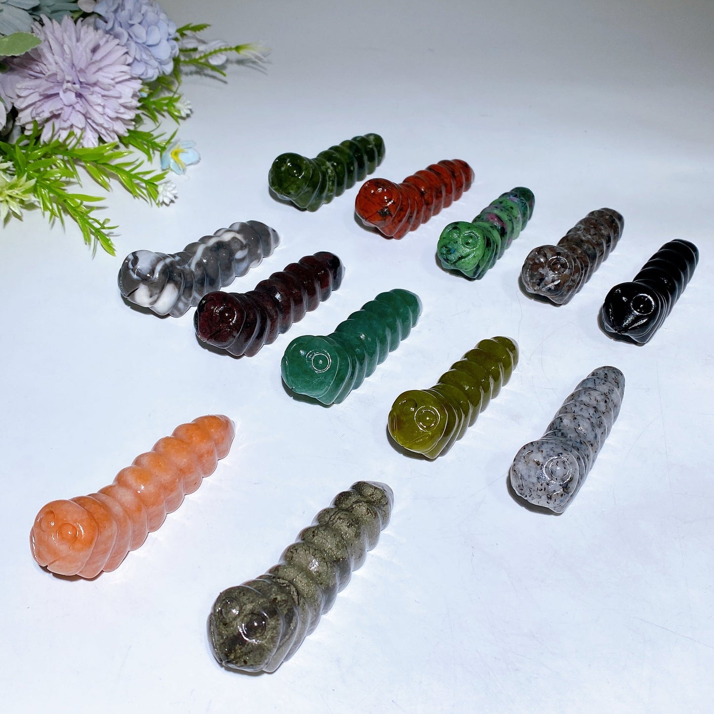 9cm Crystal Caterpillar Carving Crystal Healing Bulk Wholesale