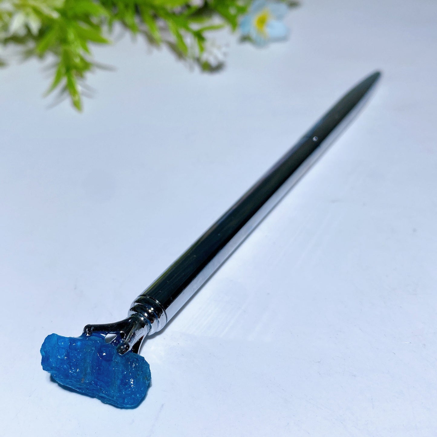 15cm Raw Crystal Silver Color Pen Crystal Healing Bulk Wholesale