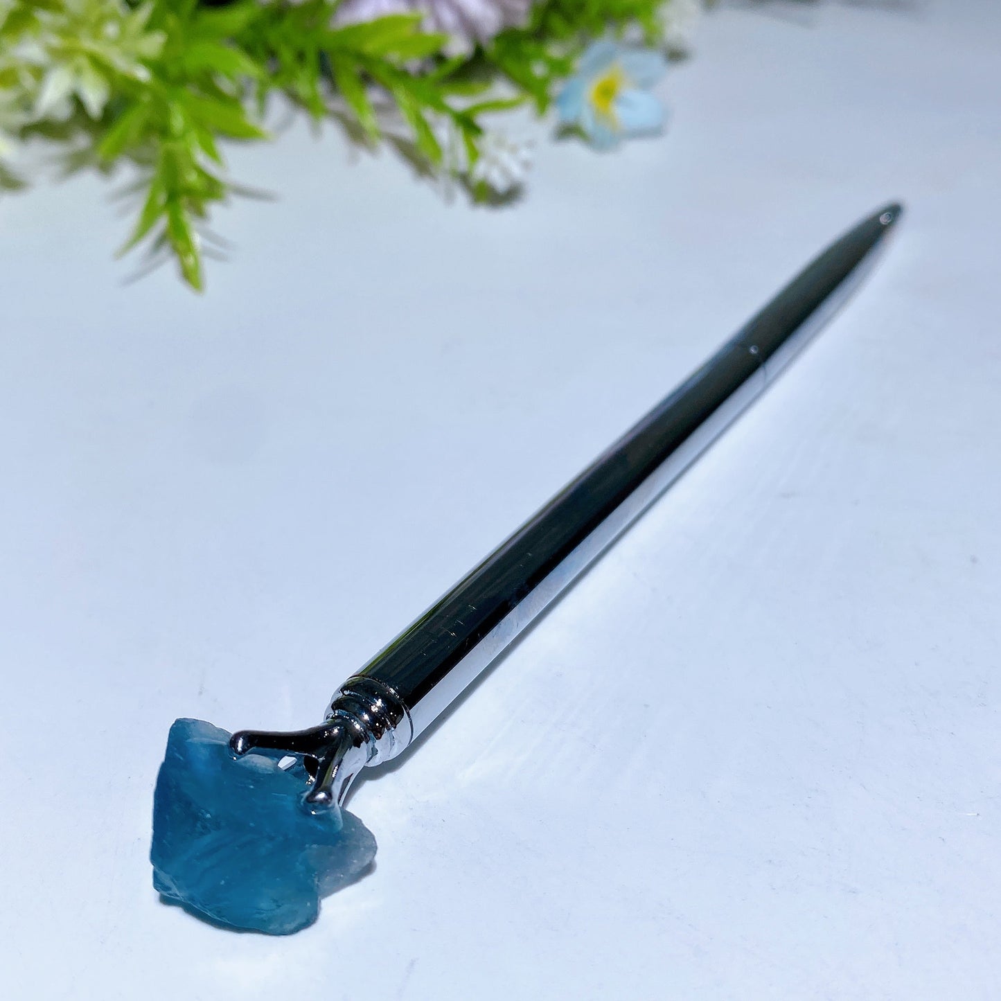 15cm Raw Crystal Silver Color Pen Crystal Healing Bulk Wholesale