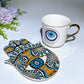 Ceramic Evil Eye Cup & Mat with Gift Box Set Crystal Healing Bulk Wholesale