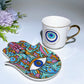 Ceramic Evil Eye Cup & Mat with Gift Box Set Crystal Healing Bulk Wholesale