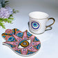 Ceramic Evil Eye Cup & Mat with Gift Box Set Crystal Healing Bulk Wholesale
