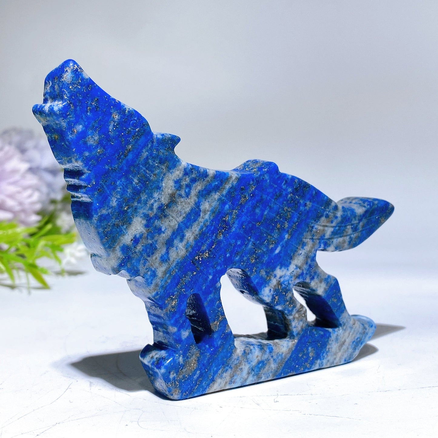 3.5" Lapis Wolf Carving Slab Crystal Healing Bulk Wholesale