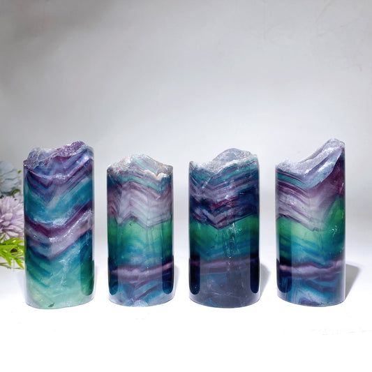 11-13cm Rainbow Fluorite Cylinder Candle Free Form Crystal Healing Bulk Wholesale