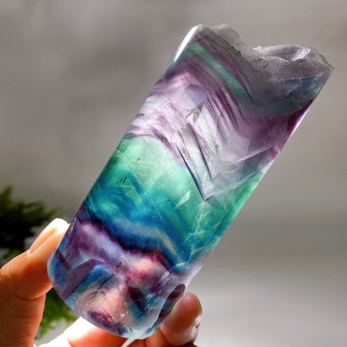 11-13cm Rainbow Fluorite Cylinder Candle Free Form Crystal Healing Bulk Wholesale