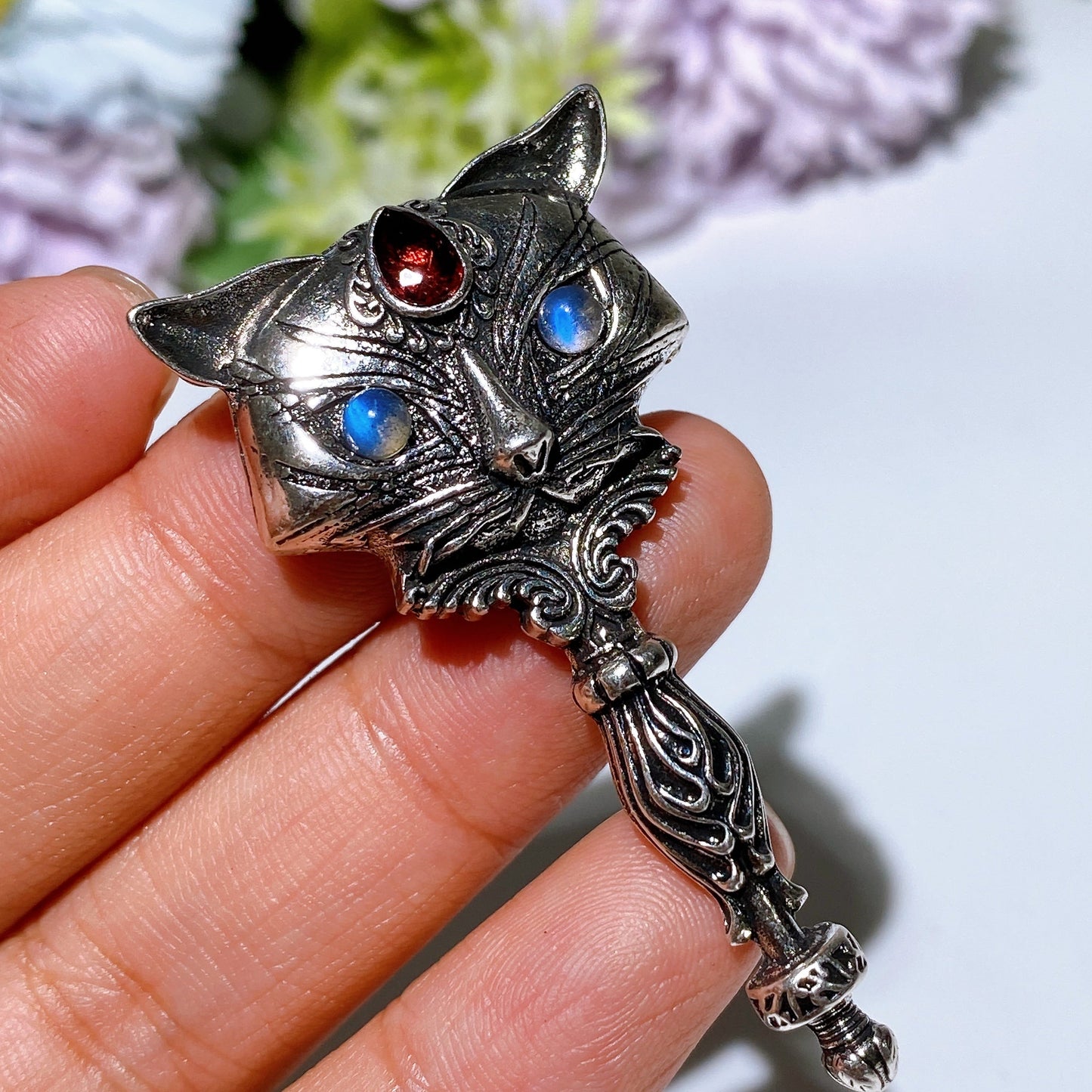 Laradorite Garnet Silver Cat Pendant Crystal Healing Bulk Wholelesale
