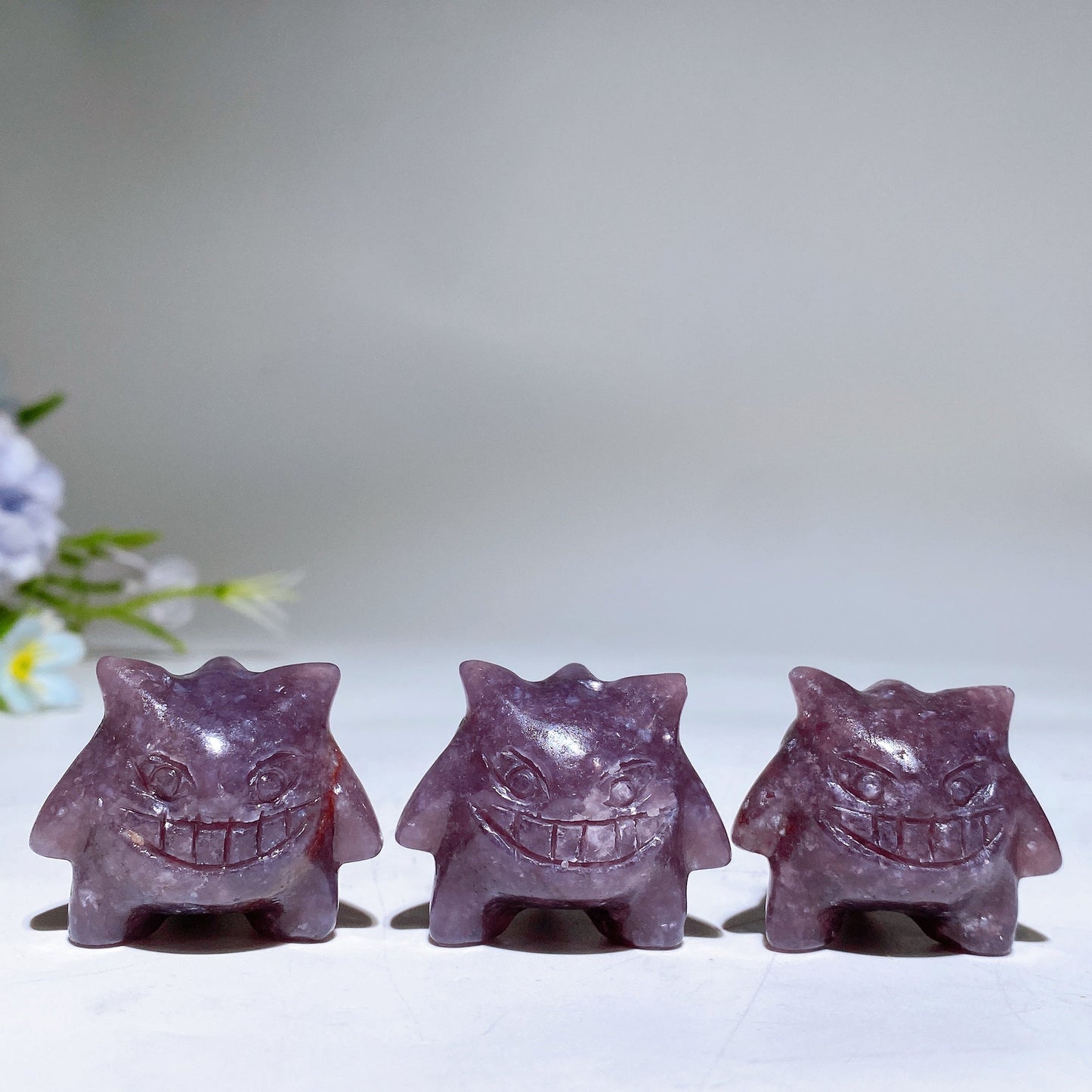 1.1" Purple Mica Gengar Pokemon Carving Crystal Healing Bulk Wholesale