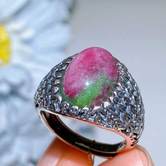 S925 UV Reactive Ruby Ring Crystal Healing Bulk Wholesale