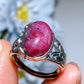 S925 UV Reactive Ruby Ring Crystal Healing Bulk Wholesale
