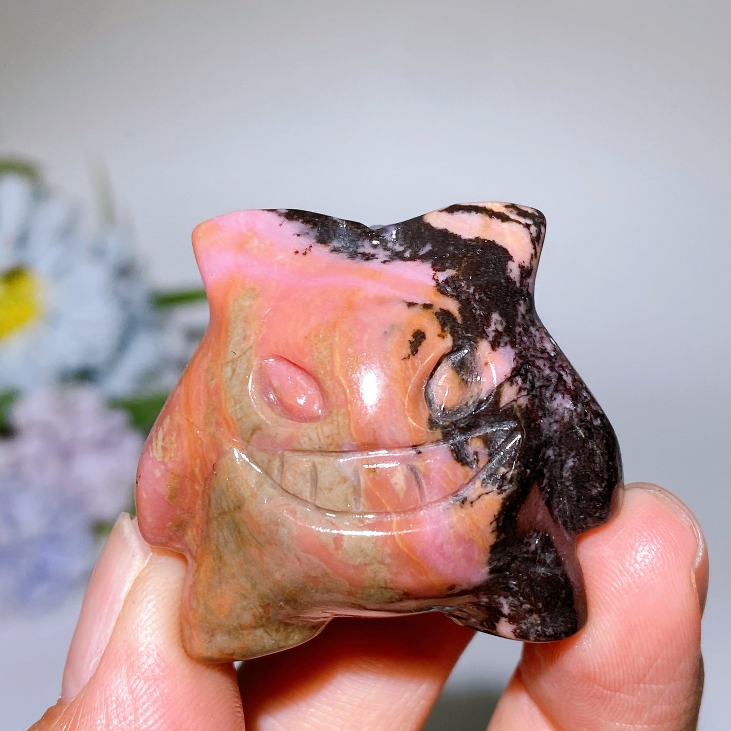 1.3" Rhodonite Gengar Carving Crystal Healing Bulk Wholesale