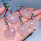 Rose Quartz Heart with Rope Neckalce Crystal Healing Bulk Wholesale