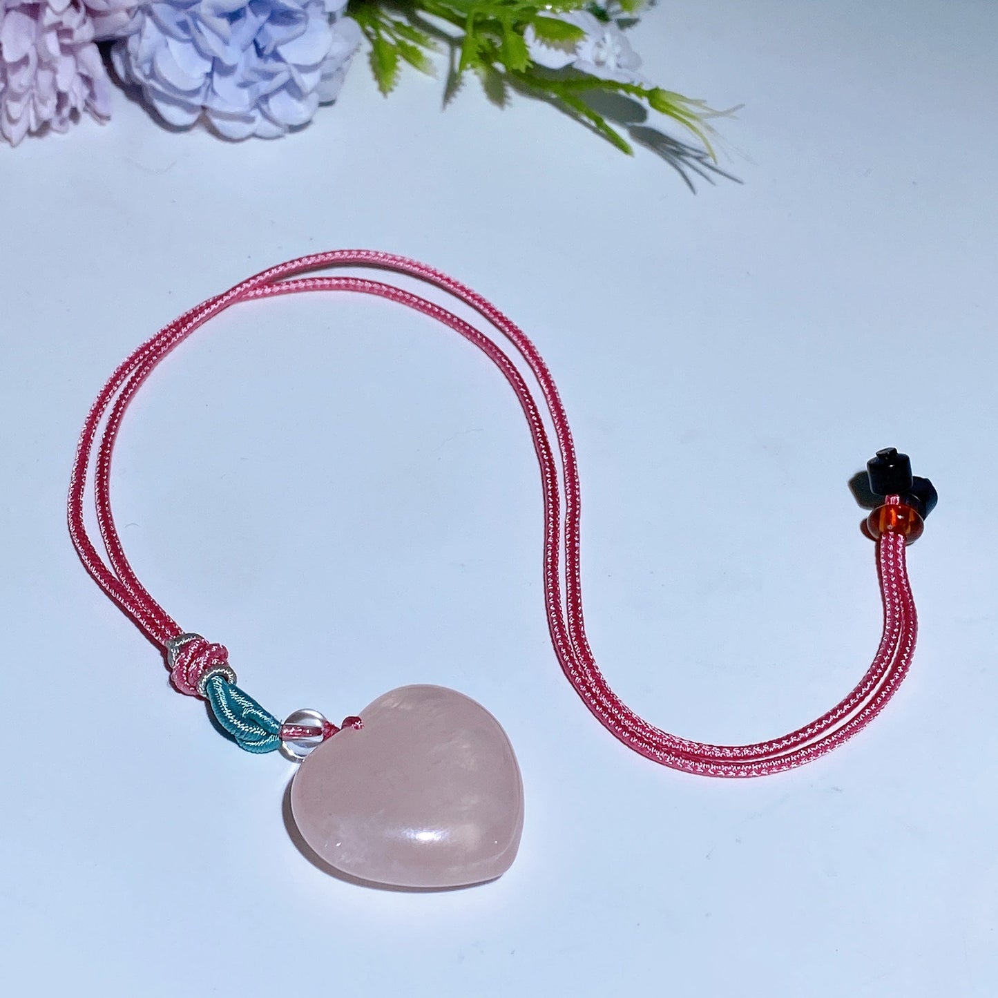 Rose Quartz Heart with Rope Neckalce Crystal Healing Bulk Wholesale
