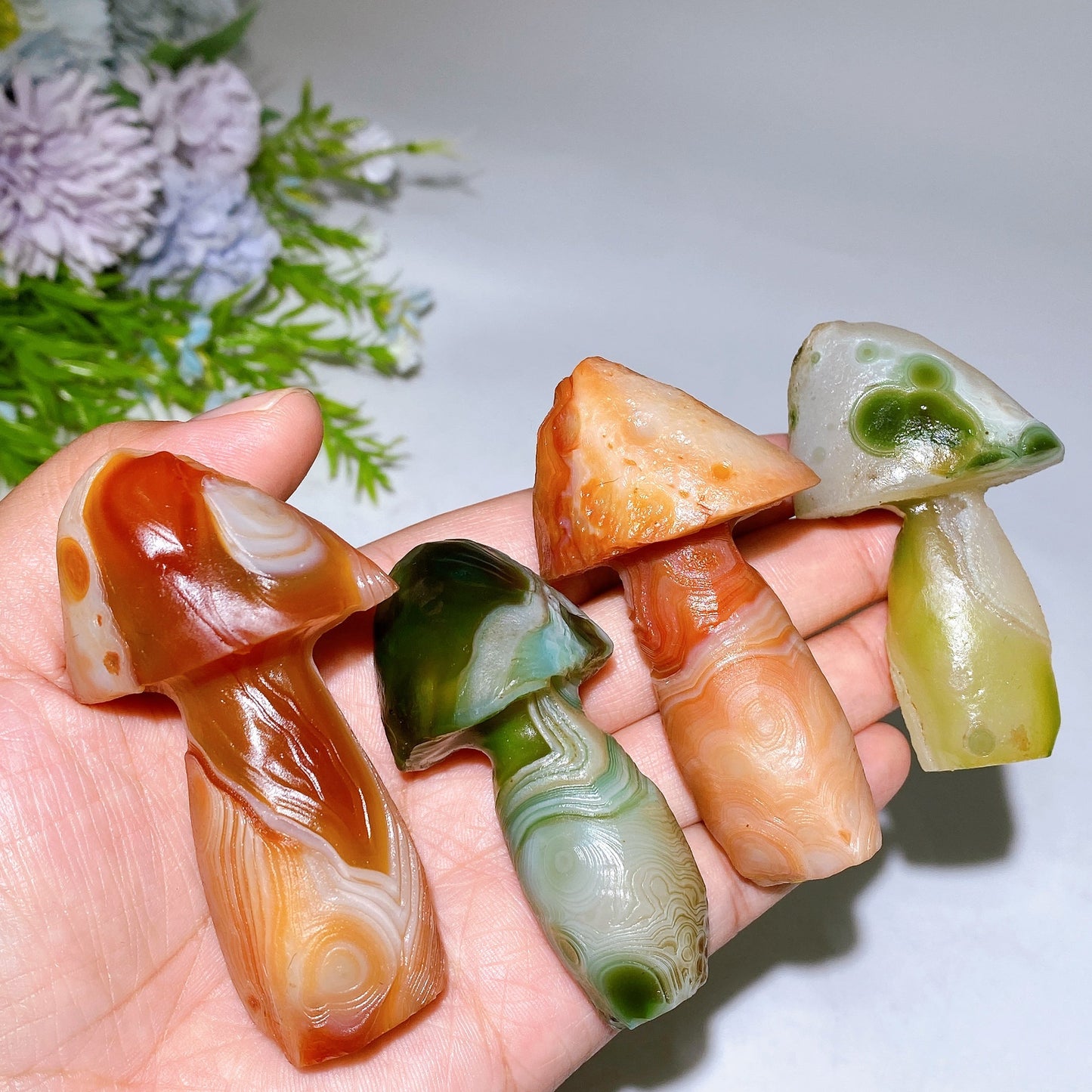2.6"-3.0" Gobi Agate Mushroom Carving Crystal Healing Bulk Wholesale