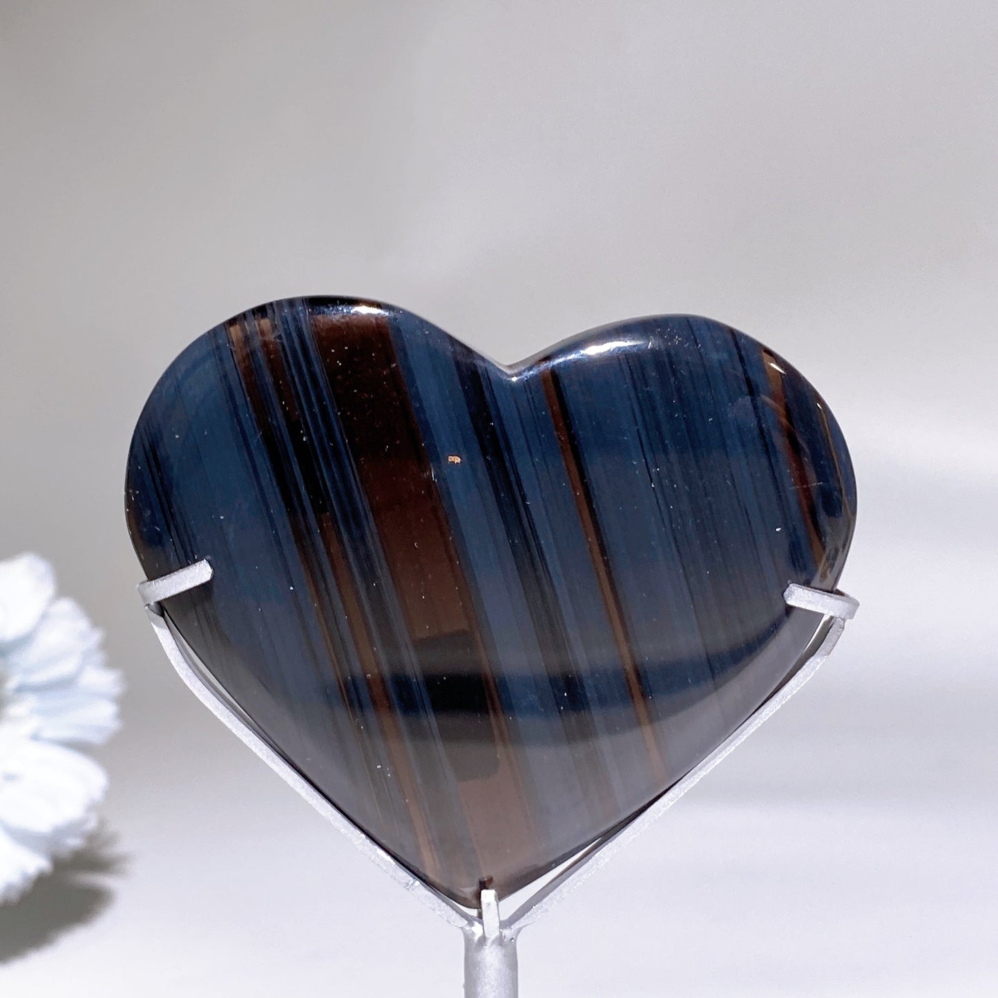 2.8"-3.1" Midnight Lace Obsidian Heart Carving with Stand Crystal Healing Bulk Wholesale