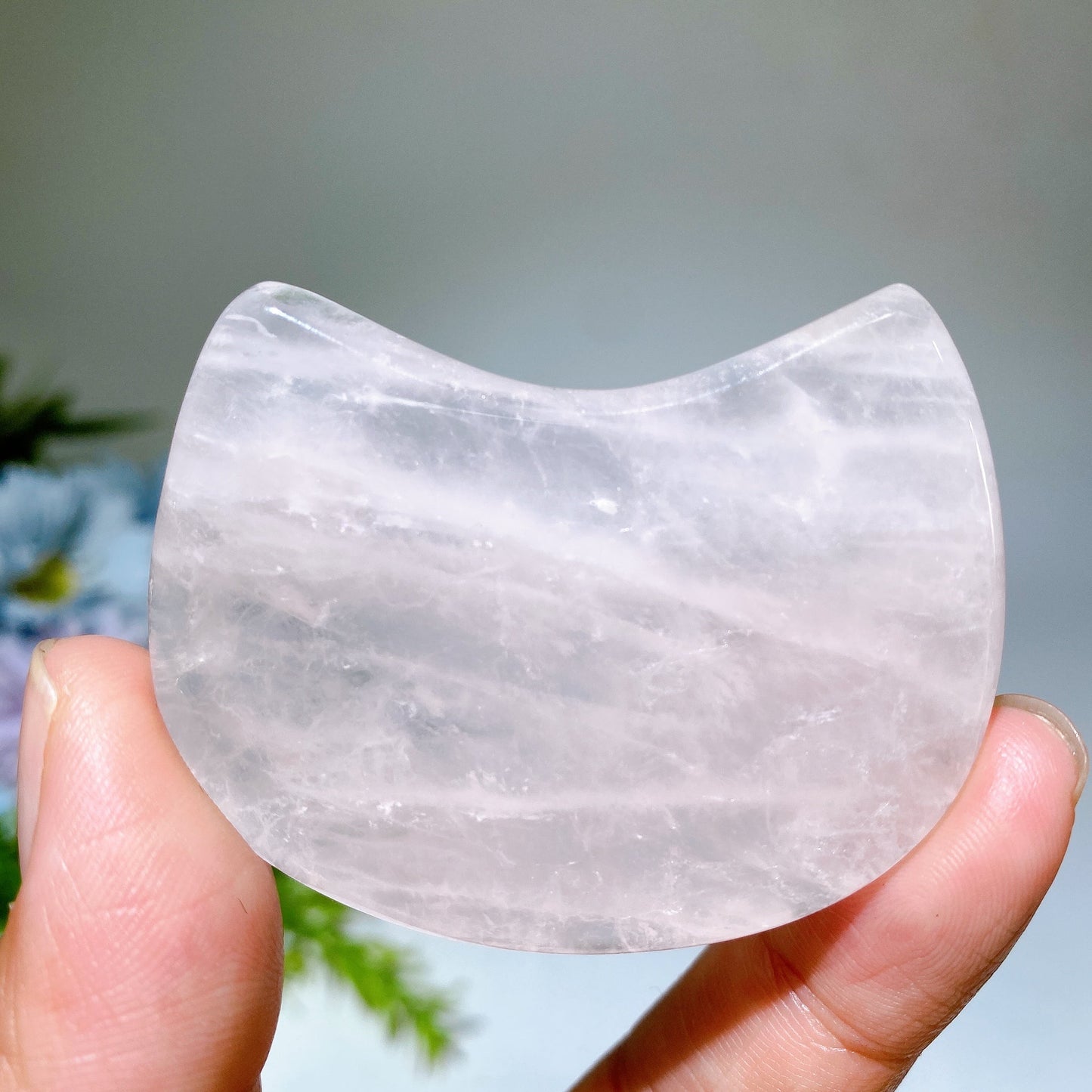 2.2" Rose Quartz Kitty Head Guasha Board Crystal Healing Bulk Wholesale