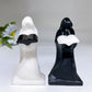 3.8" White Jade Black Obsidian The Death Carving Crystal Healing Bulk Wholesale