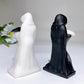 3.8" White Jade Black Obsidian The Death Carving Crystal Healing Bulk Wholesale