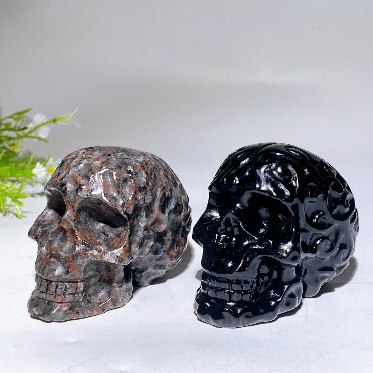 3.5" Black Obsidian Yooperlite Skull Carving Crystal Healing Bulk Wholesale