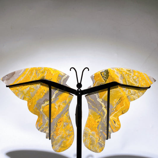Large Unique Bumblebee Jasper Butterfly Wings Carving with Stand Crystal Healing Bulk Wholesale