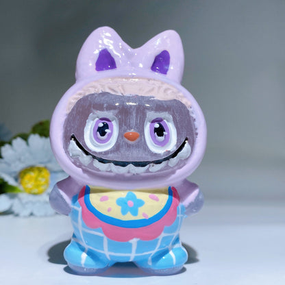 3.8" Selenite Labubu Carving with Hand  Painting Crystal Healing Bulk Wholesale