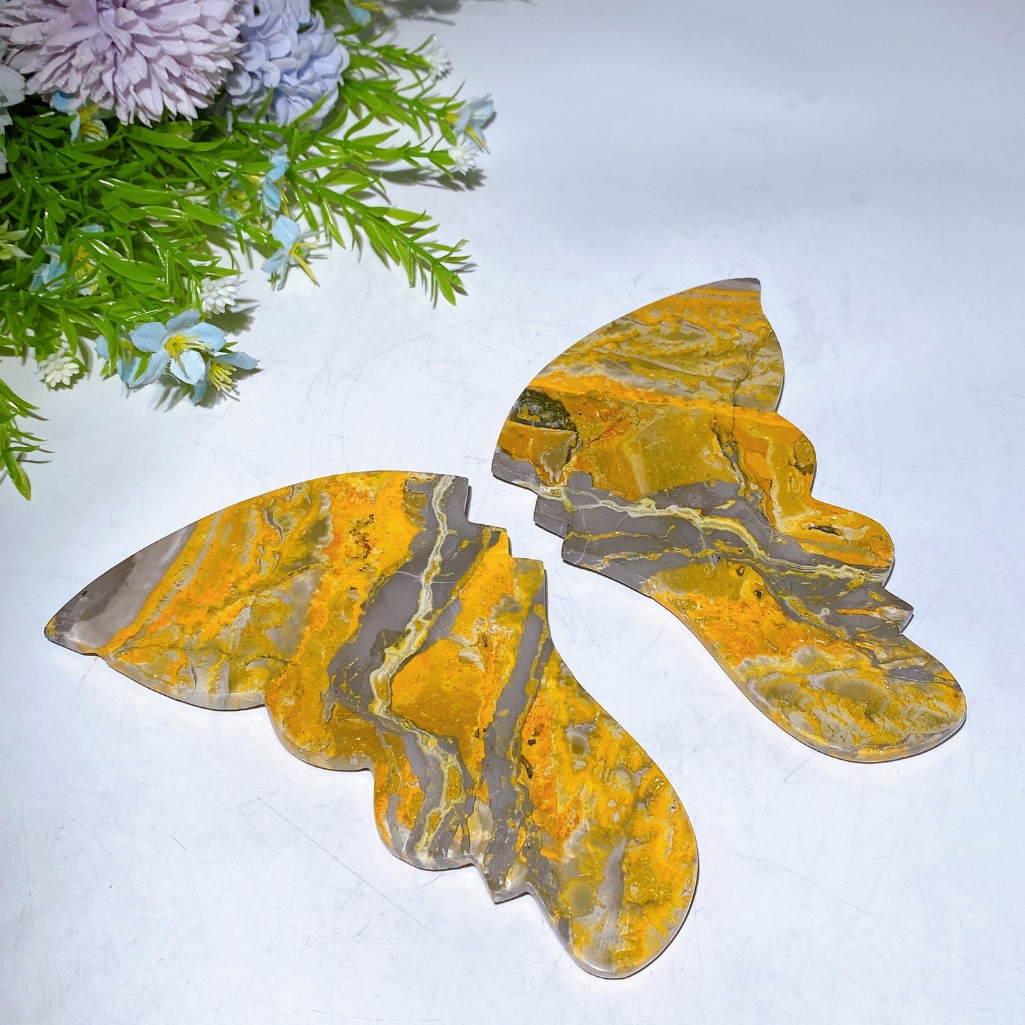 Large Unique Bumblebee Jasper Butterfly Wings Carving with Stand Crystal Healing Bulk Wholesale