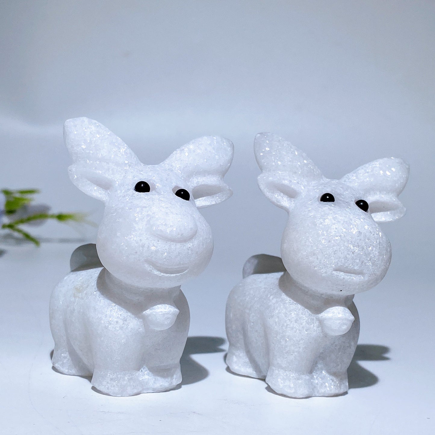 2.4" White Jade Deer Carving Crystal Healing Bulk Wholesale